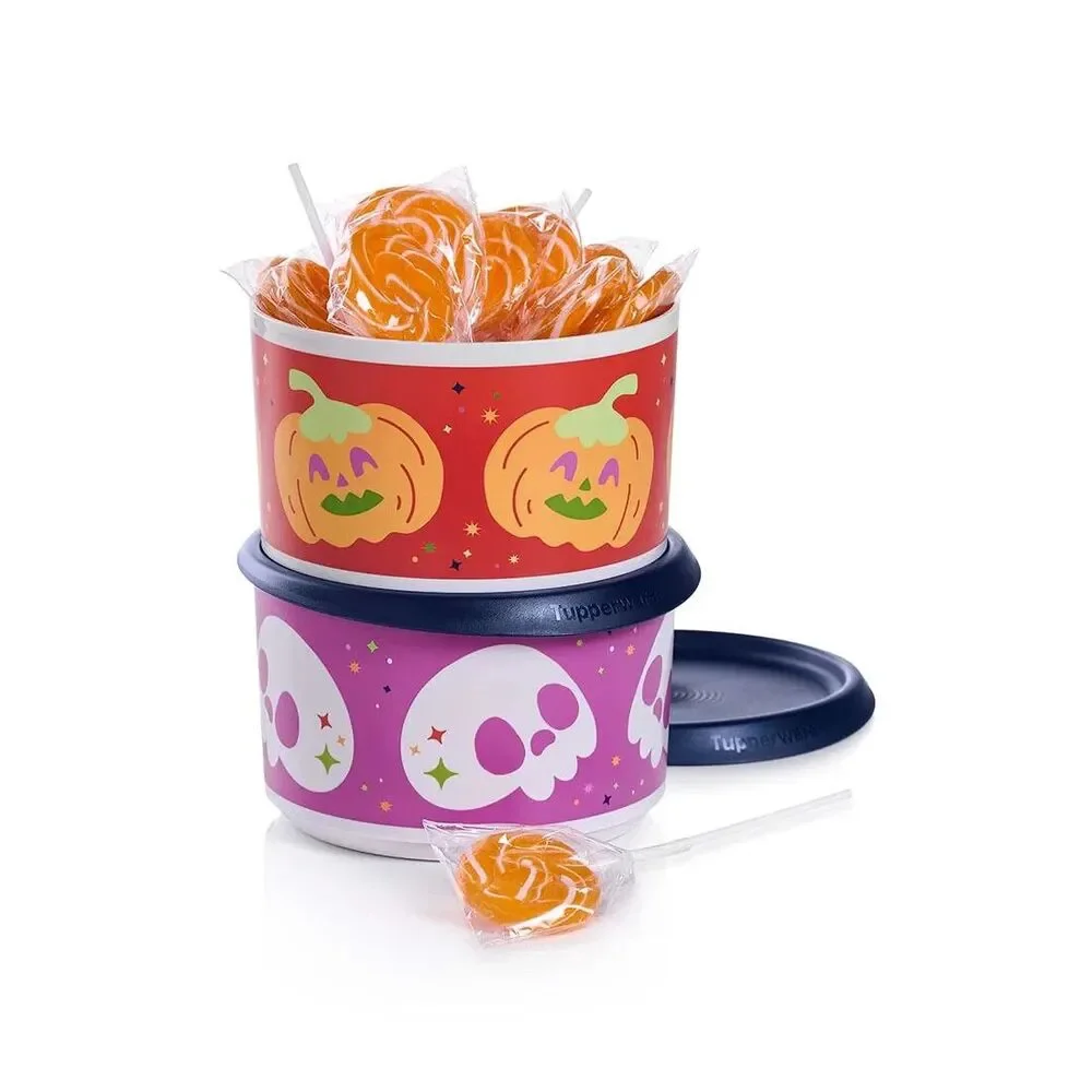 NEW TUPPERWARE Fall Halloween 2 pc canister set black purple red 4 cup